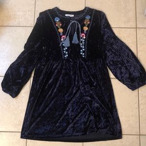 Embroidered velvet tunic